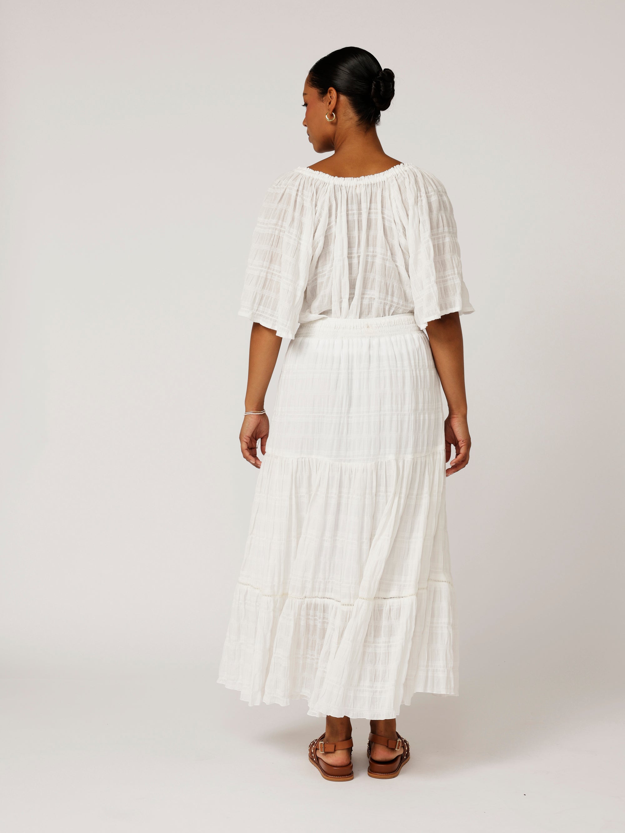 Chloe Skirt | Waffle Ecru - Saffron Road