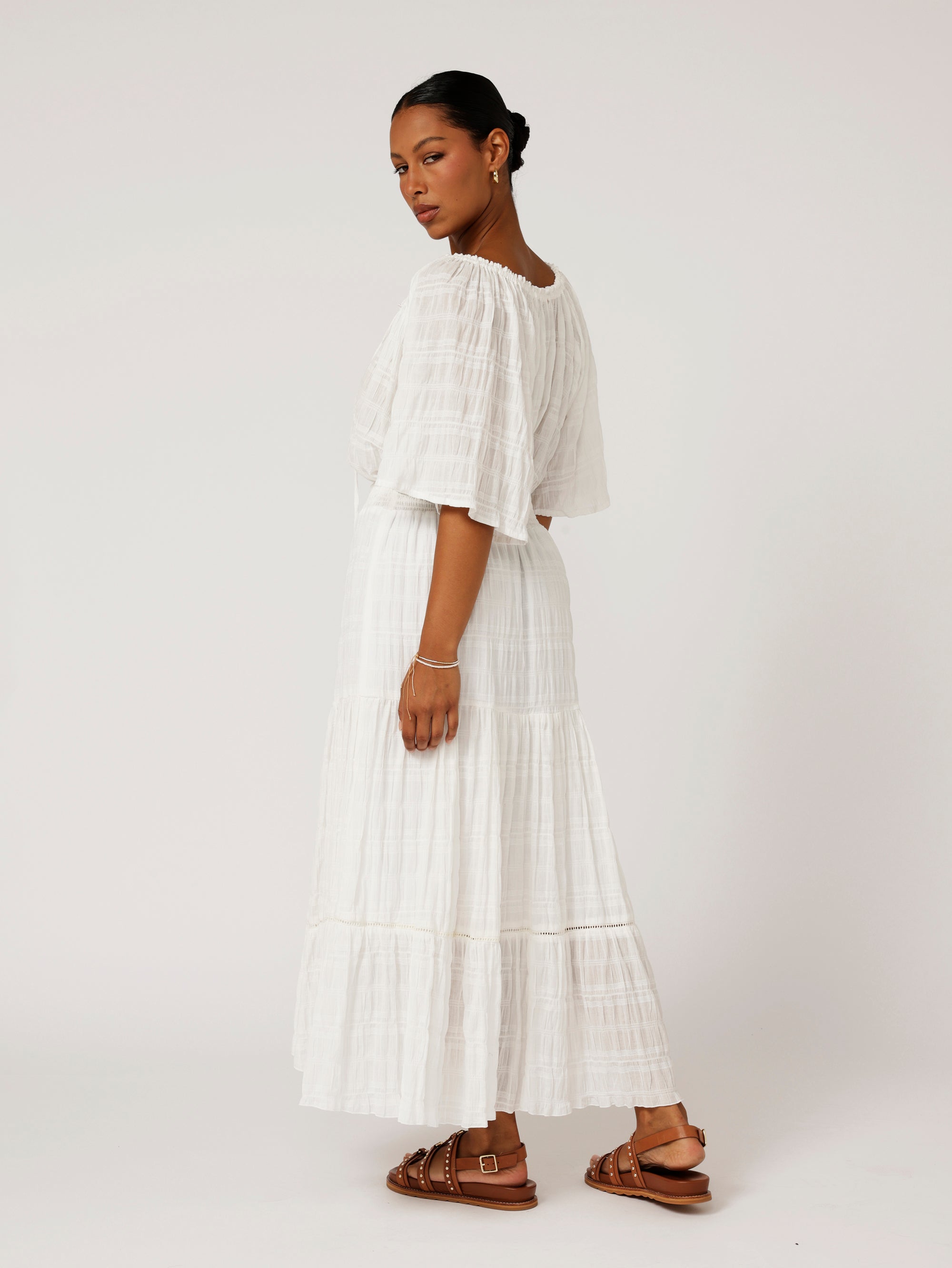 Chloe Skirt | Waffle Ecru - Saffron Road