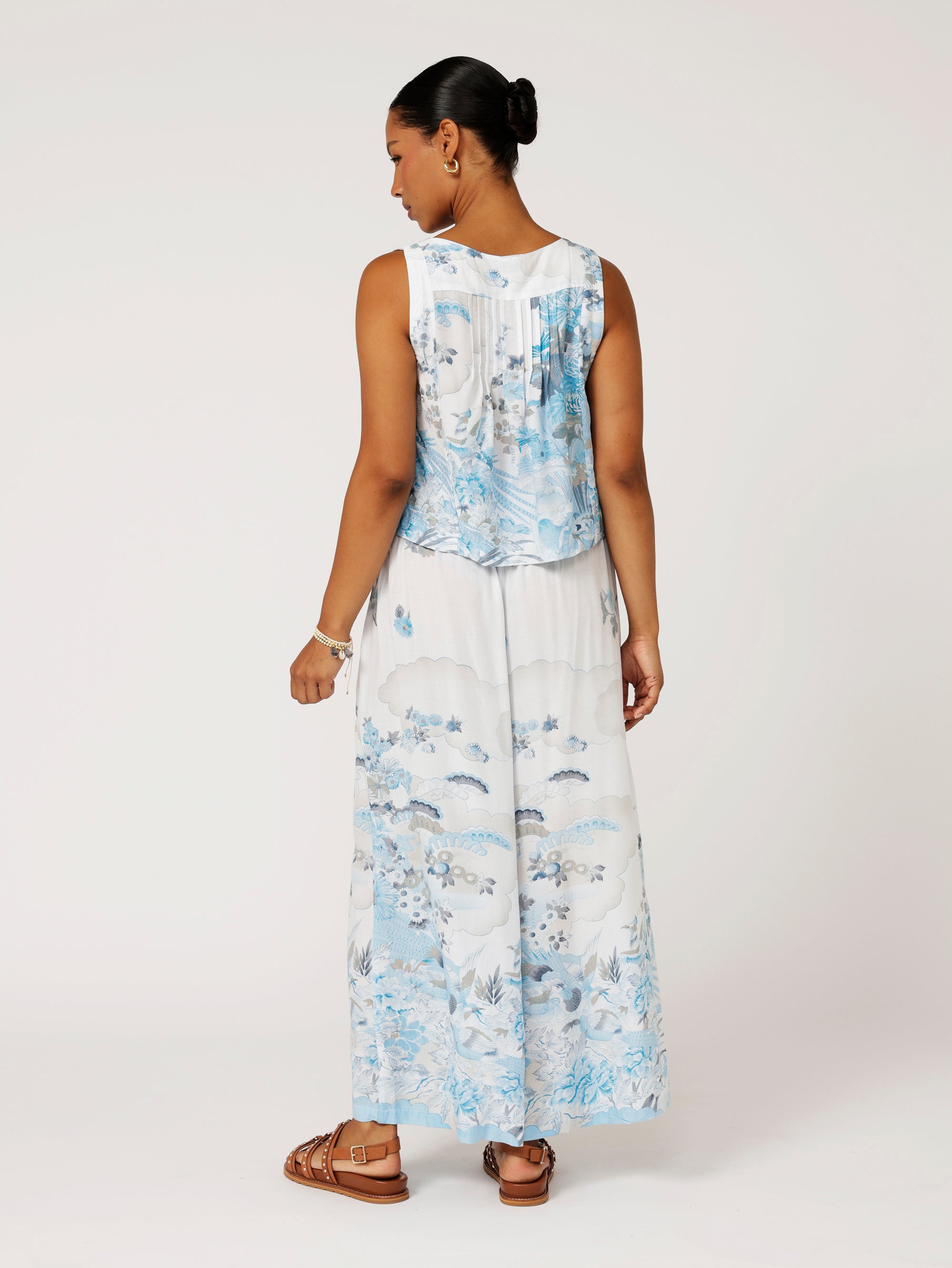 Palazzo Pant Crop | Tokyo Sky - Saffron Road