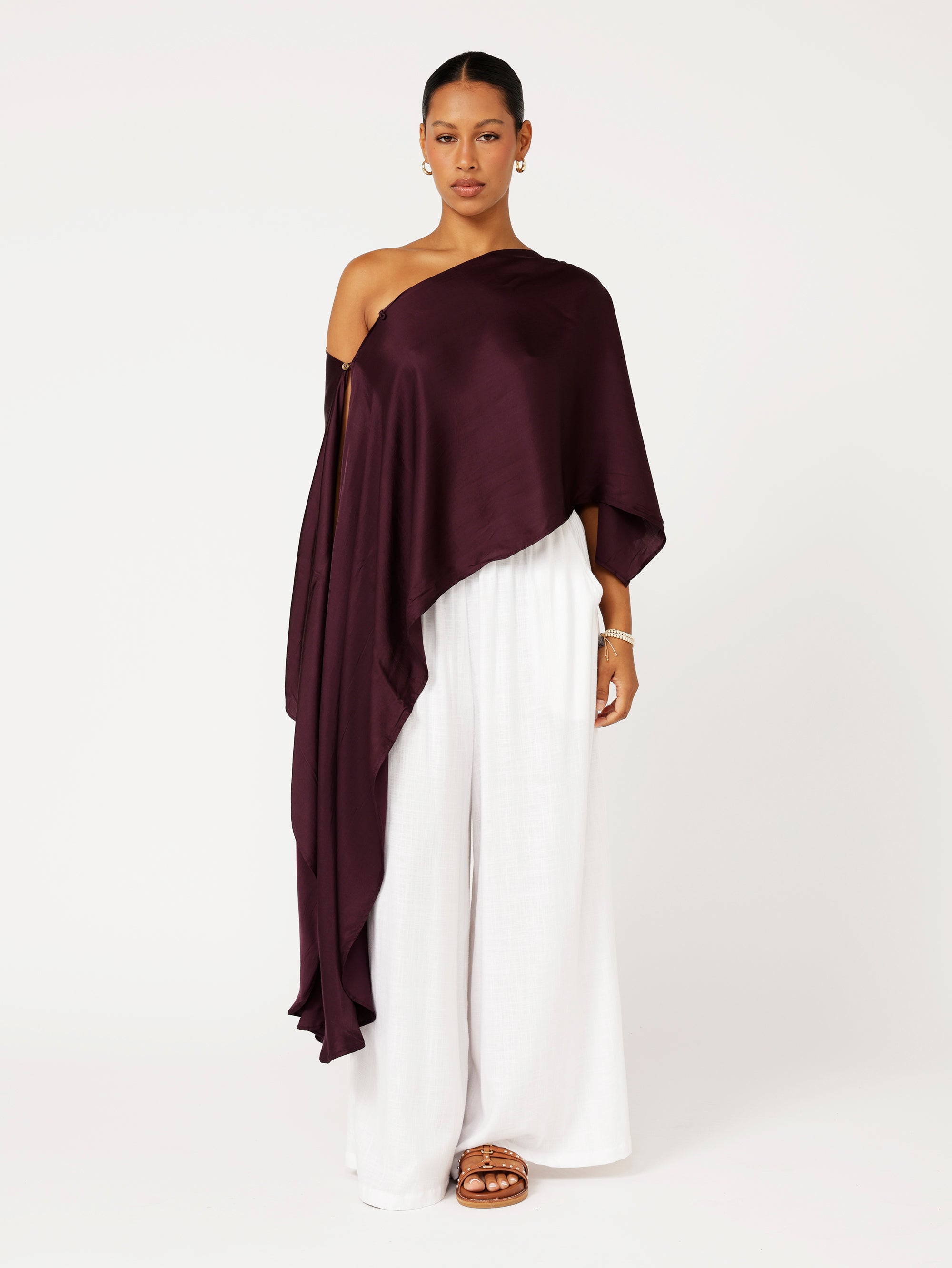 Soirée Wrap | Satin | Grape - Saffron Road