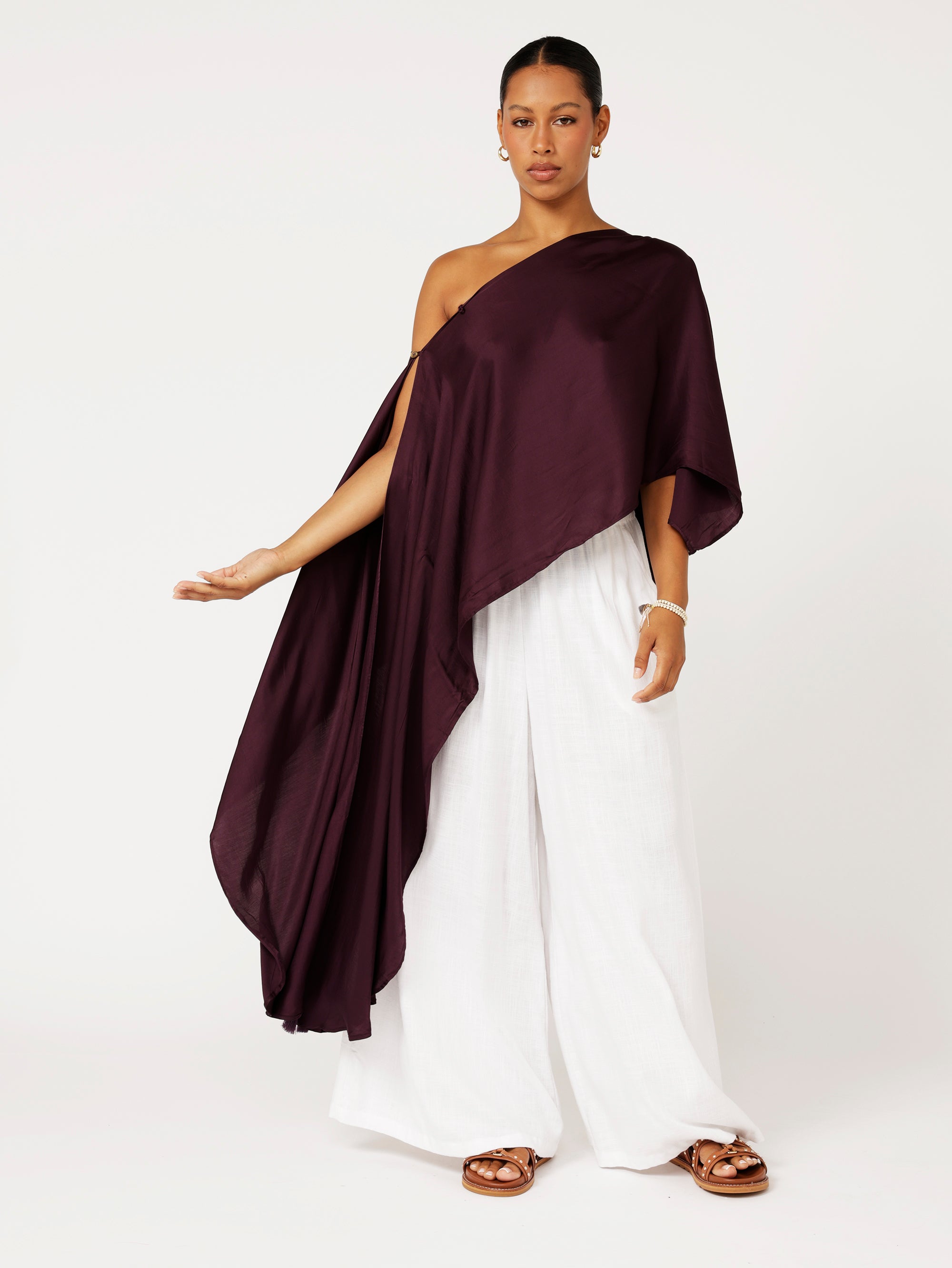 Soirée Wrap | Satin | Grape - Saffron Road
