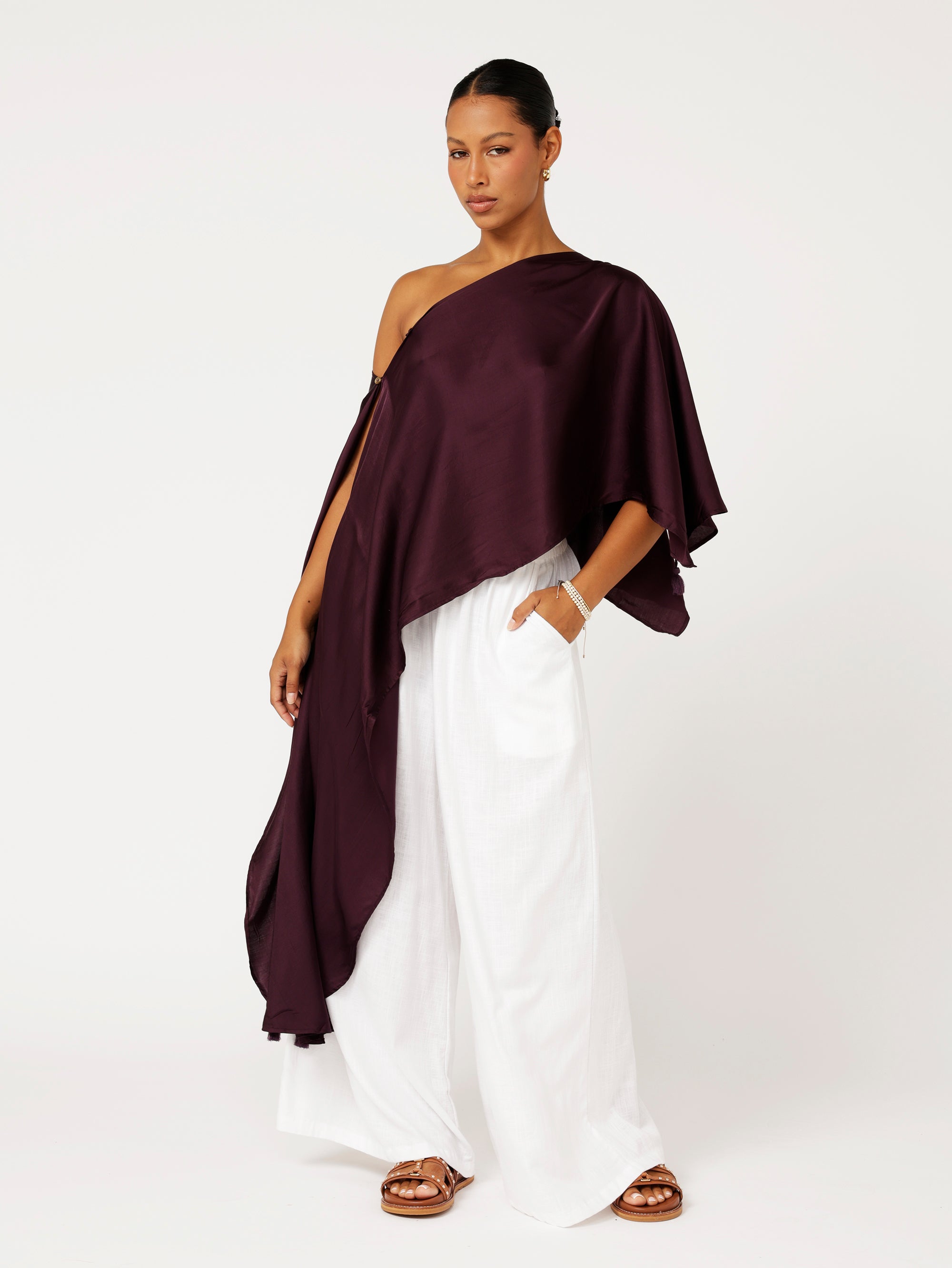 Soirée Wrap | Satin | Grape - Saffron Road