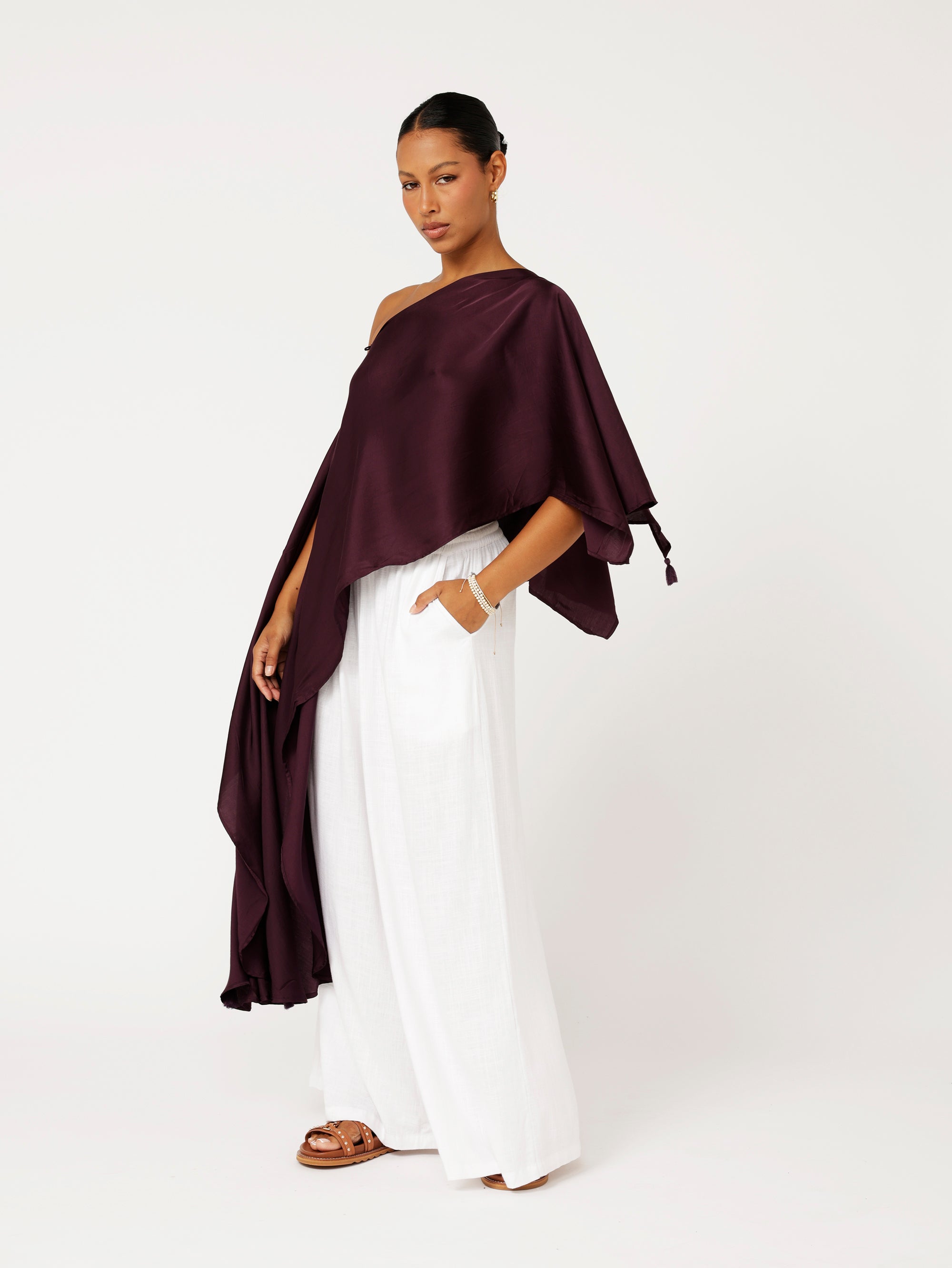 Soirée Wrap | Satin | Grape - Saffron Road