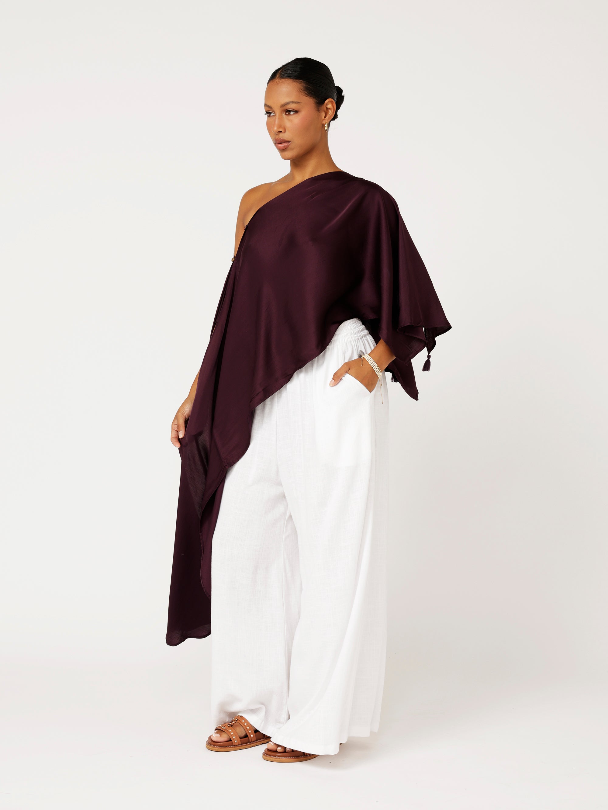 Soirée Wrap | Satin | Grape - Saffron Road