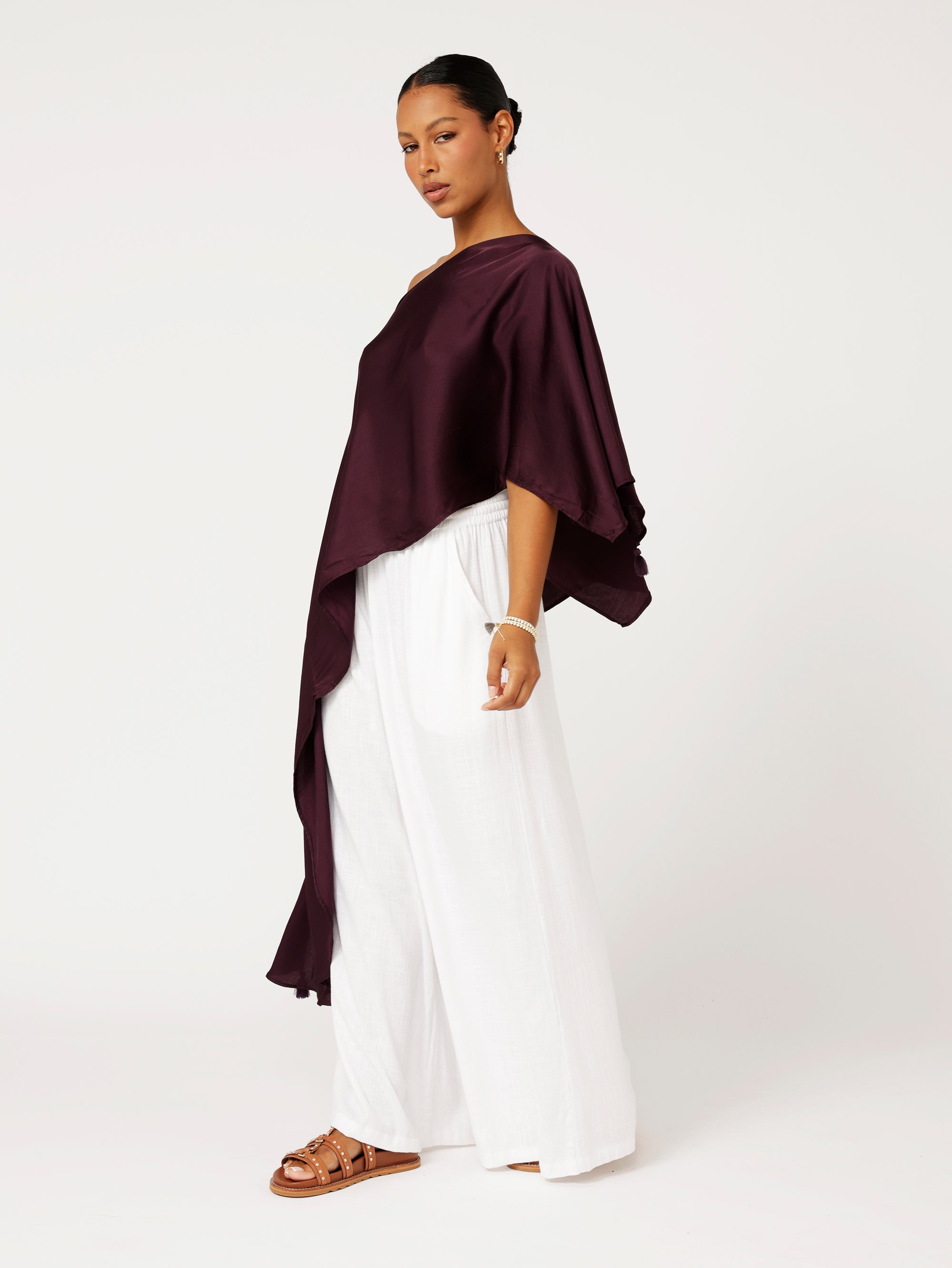Soirée Wrap | Satin | Grape - Saffron Road