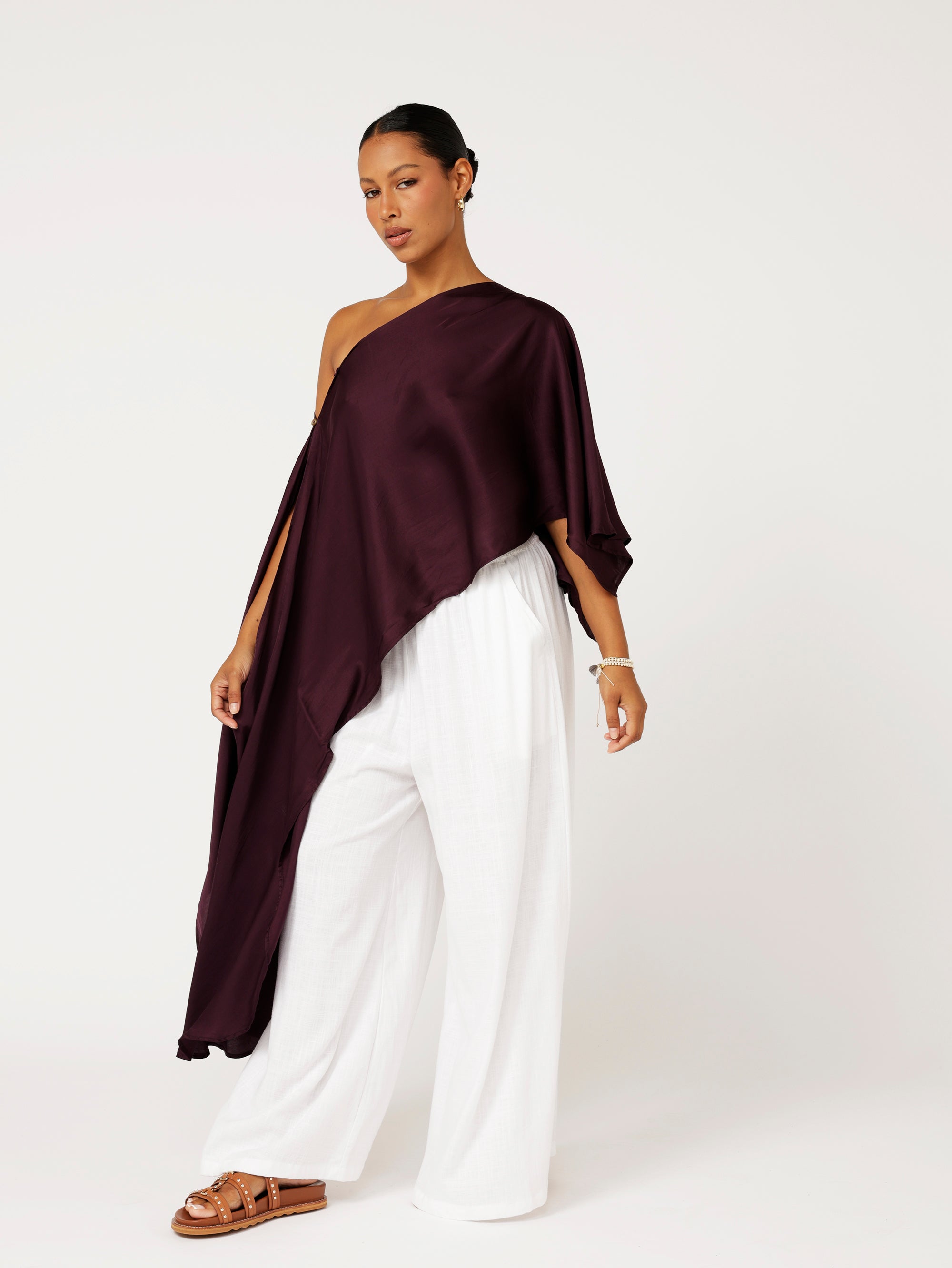 Soirée Wrap | Satin | Grape - Saffron Road