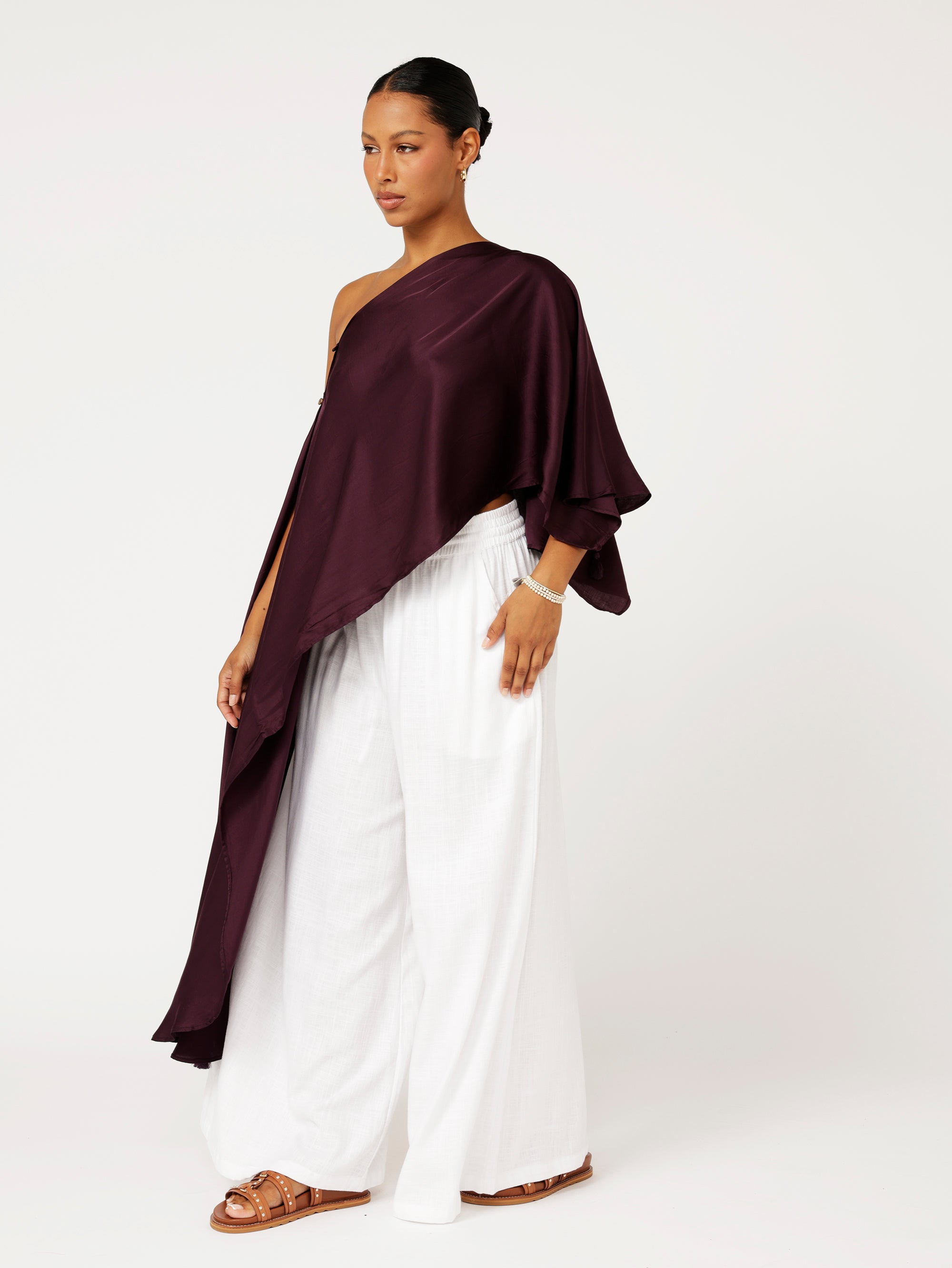 Soirée Wrap | Satin | Grape - Saffron Road