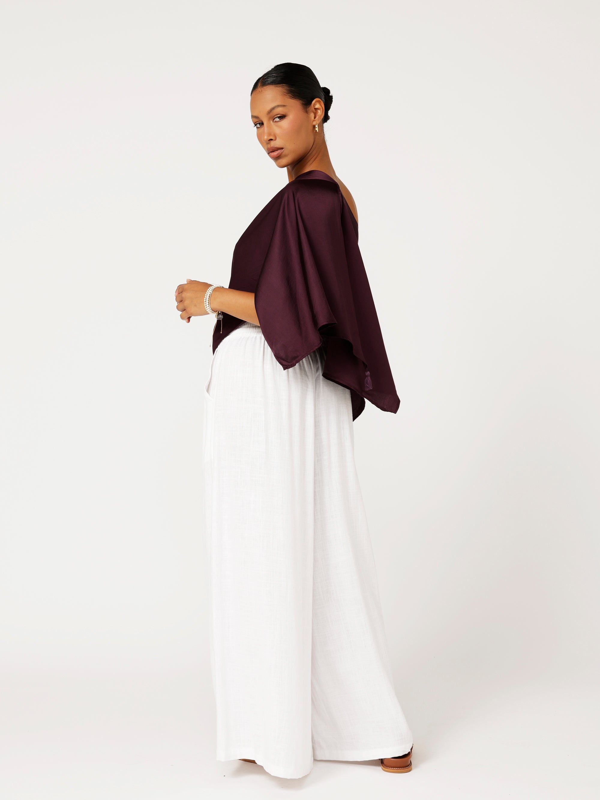 Soirée Wrap | Satin | Grape - Saffron Road