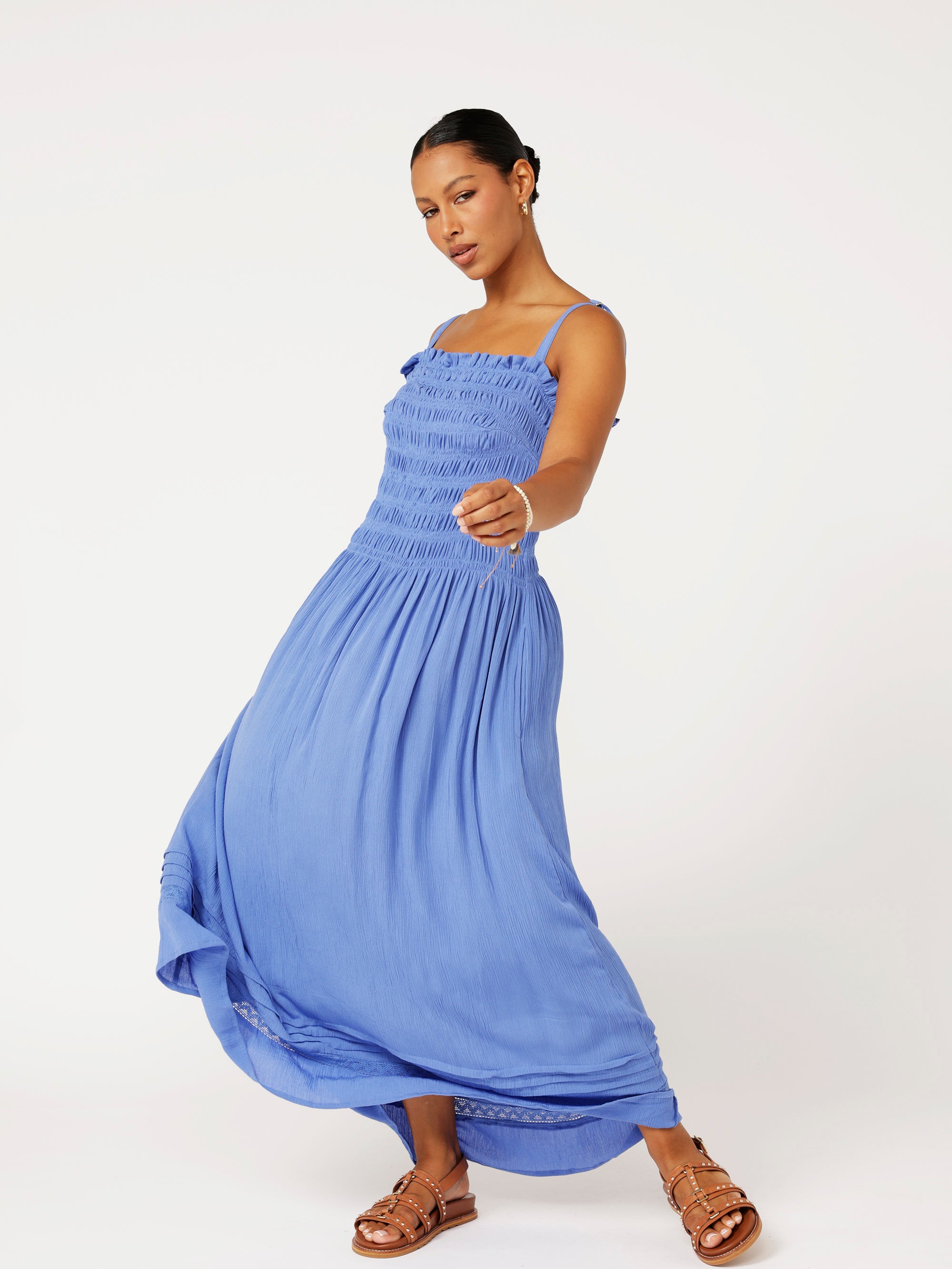 Sunset Dress | Cornflower Crinkle - Saffron Road