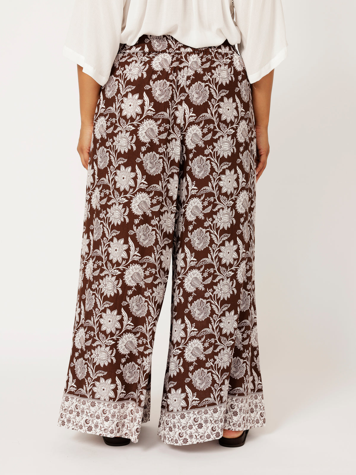 Palazzo Pant | Chocolate Indian Flower - Saffron Road
