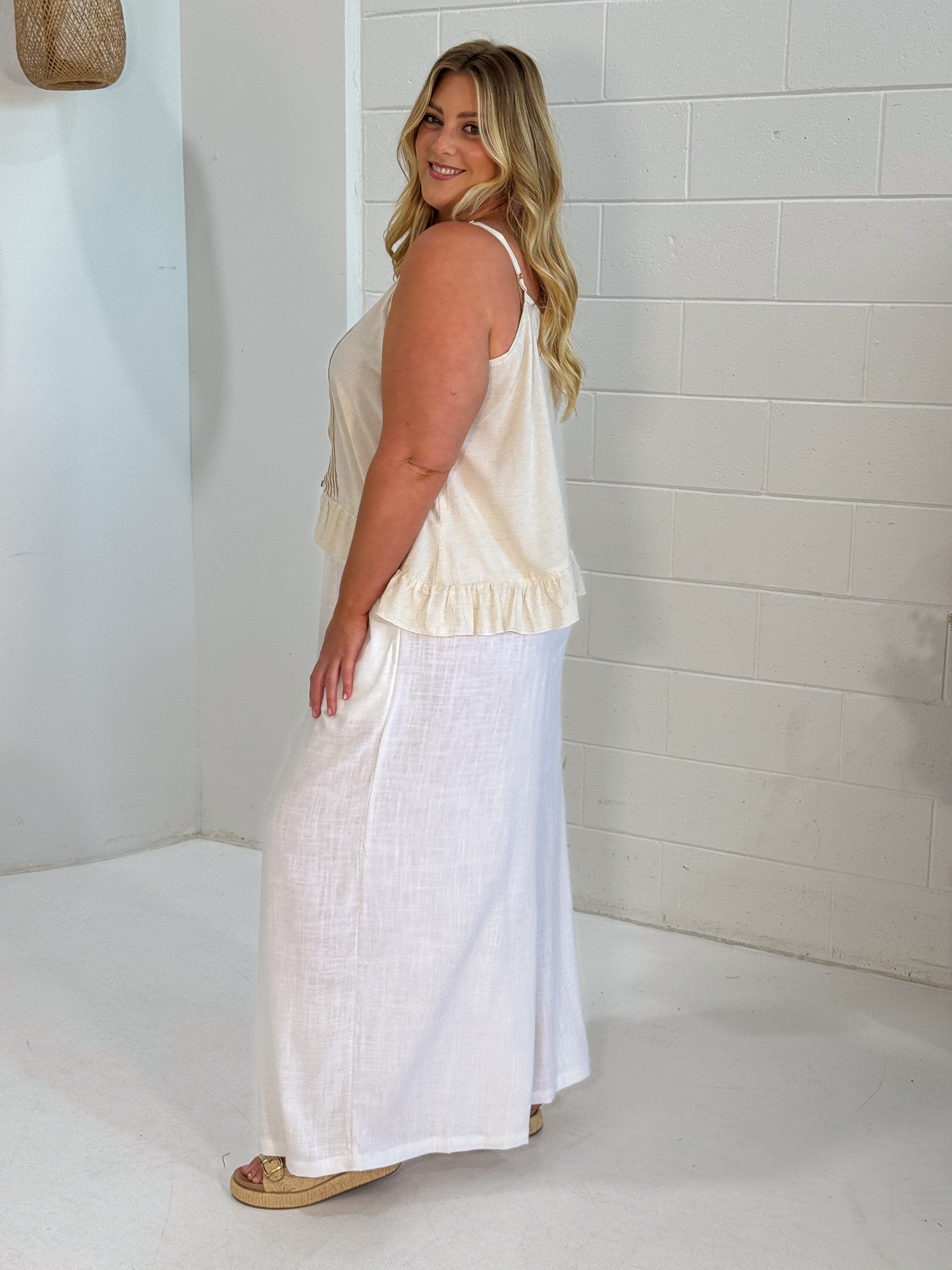 Lily Rose Cropped Singlet | Natural - Saffron Road