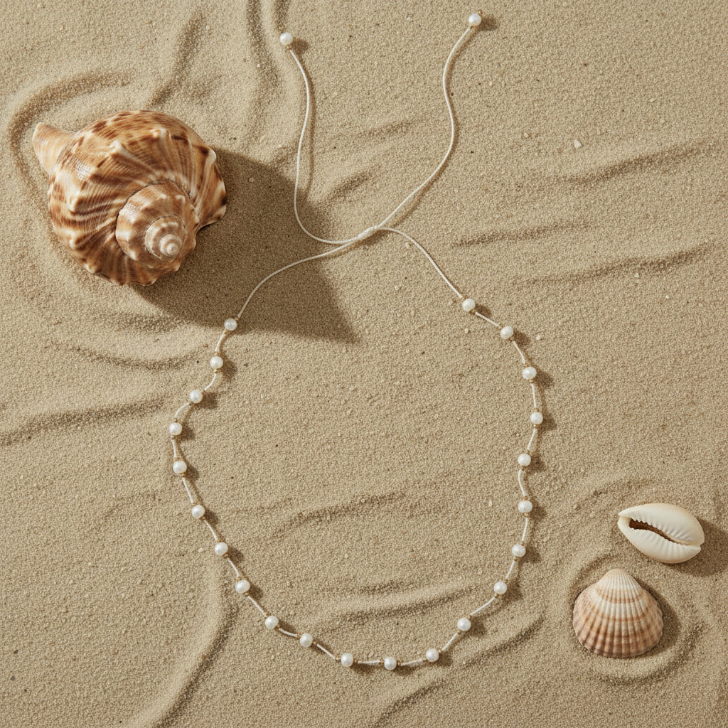 Necklace 32 | SHORT - Pearl necklace on twine - Saffron Road
