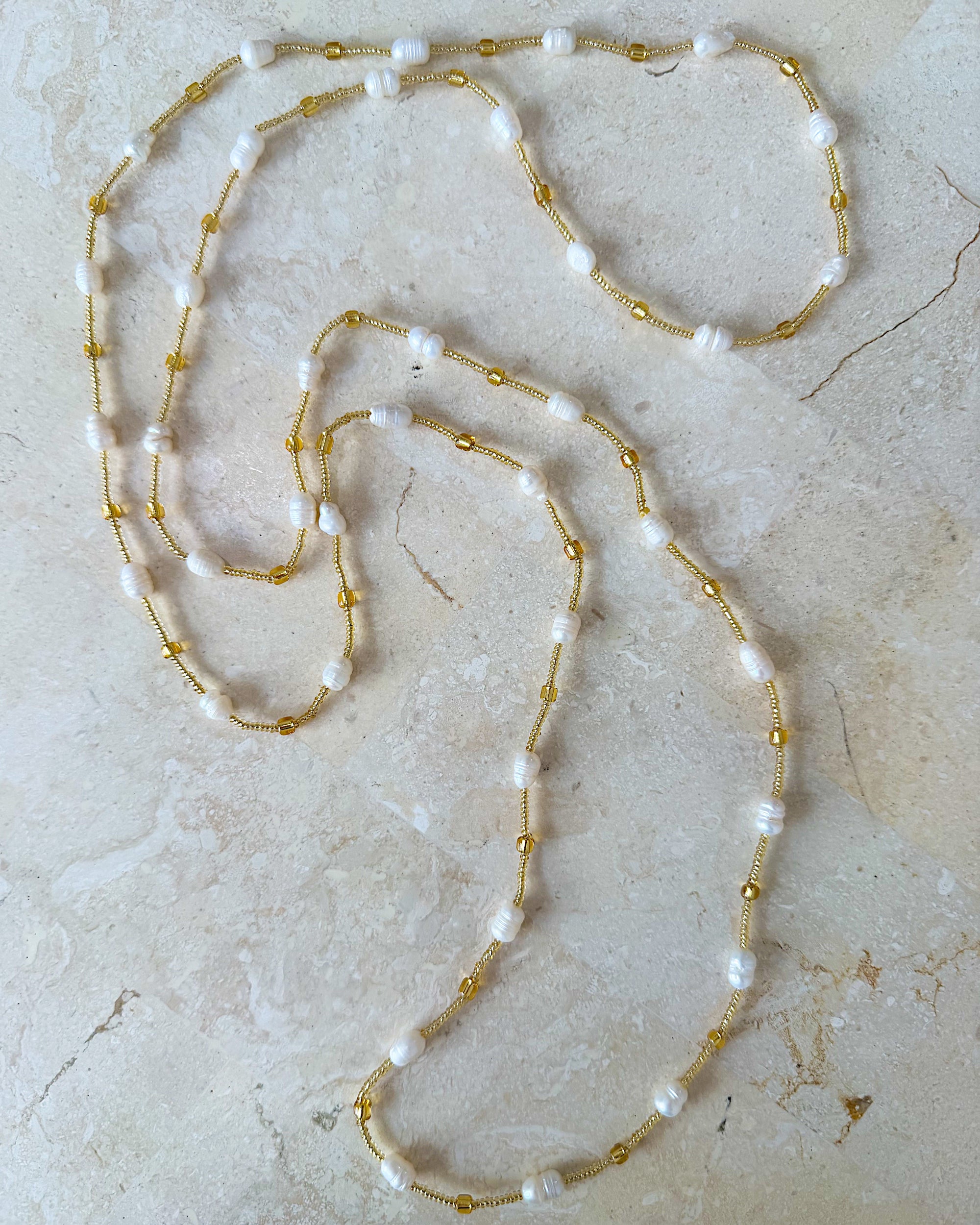 Necklace 33 | LONG - Freshwater Pearl with beads - Saffron Road