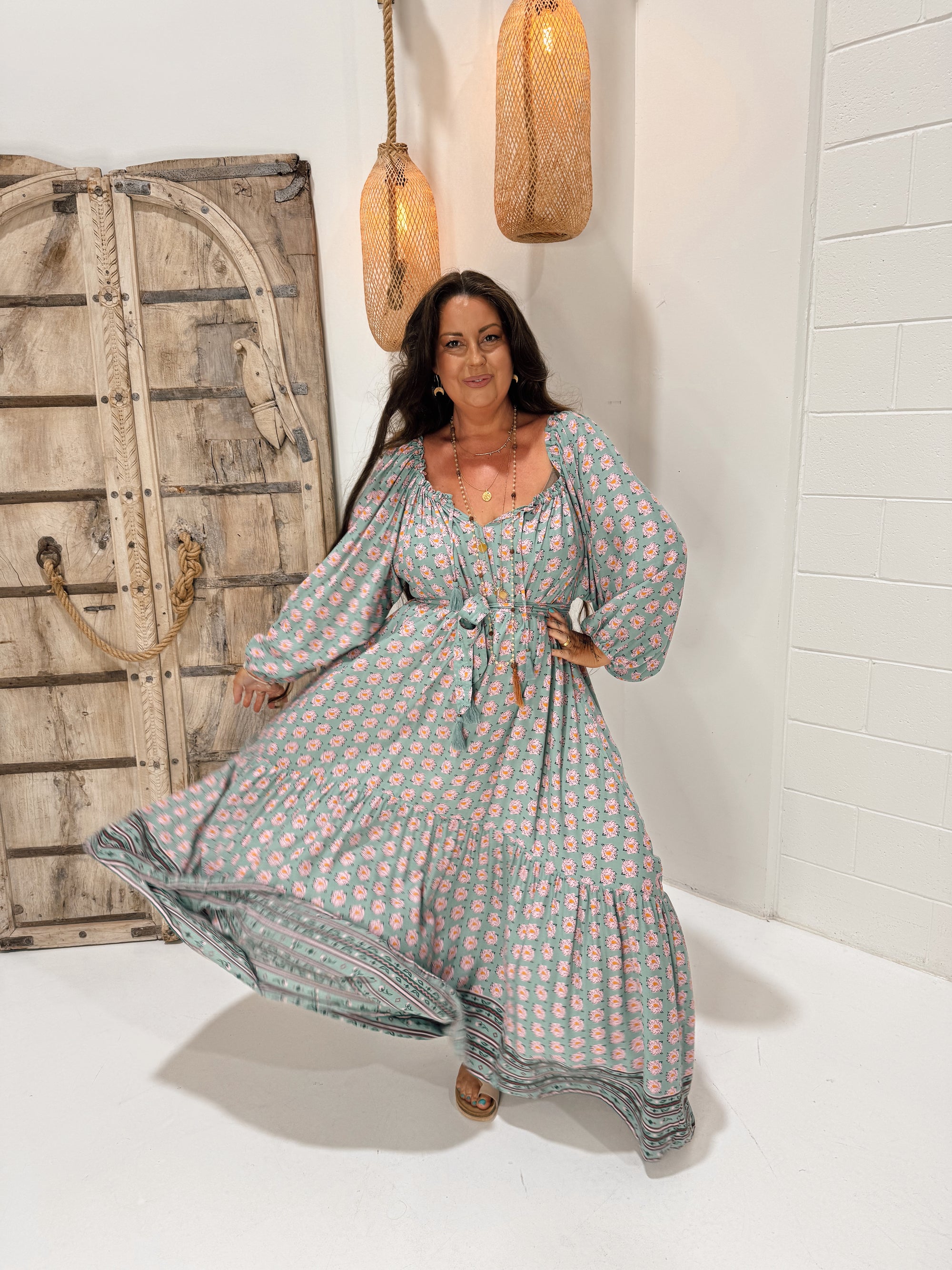 Stella Dress | Sage Peony - Saffron Road