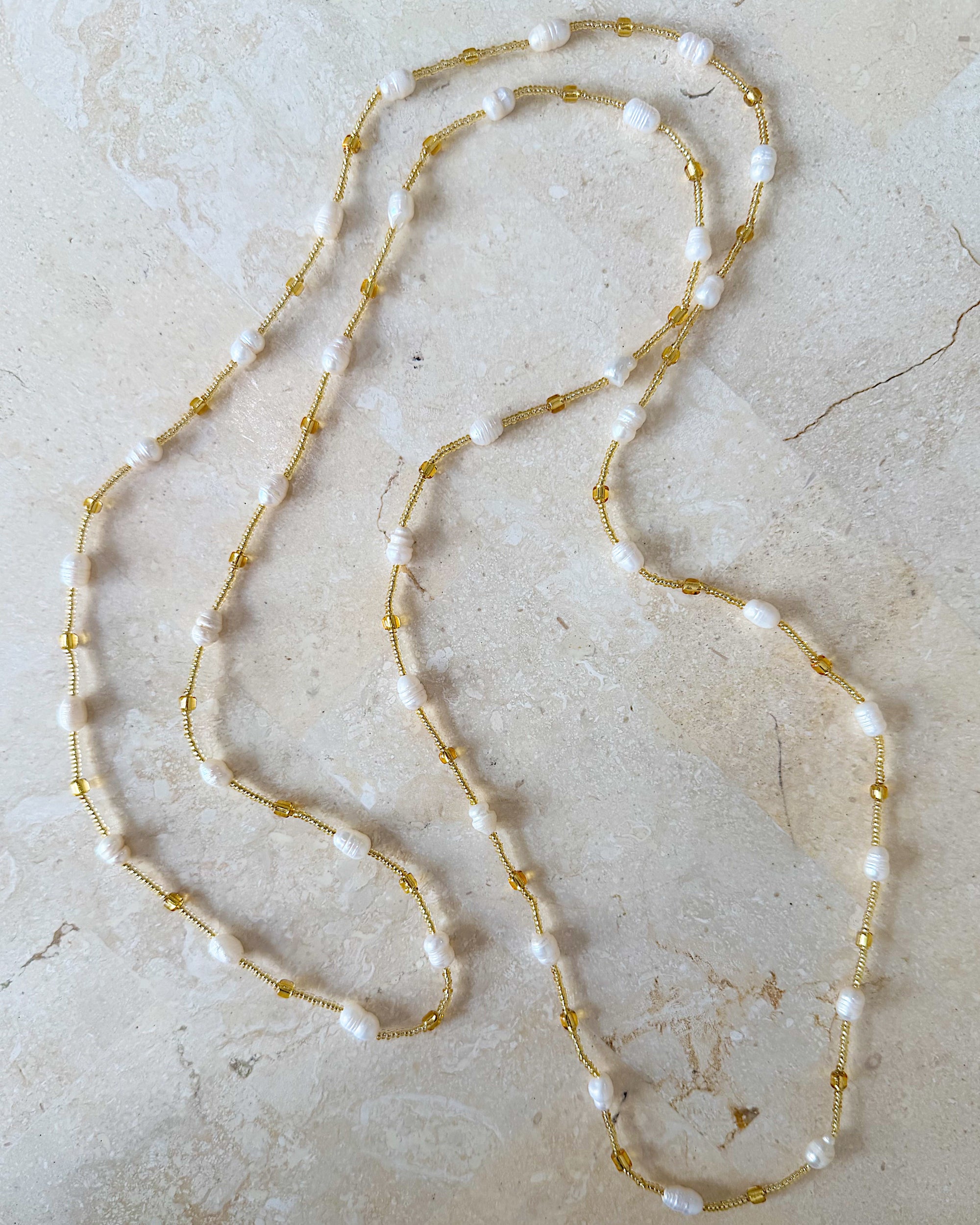 Necklace 33 | LONG - Freshwater Pearl with beads - Saffron Road