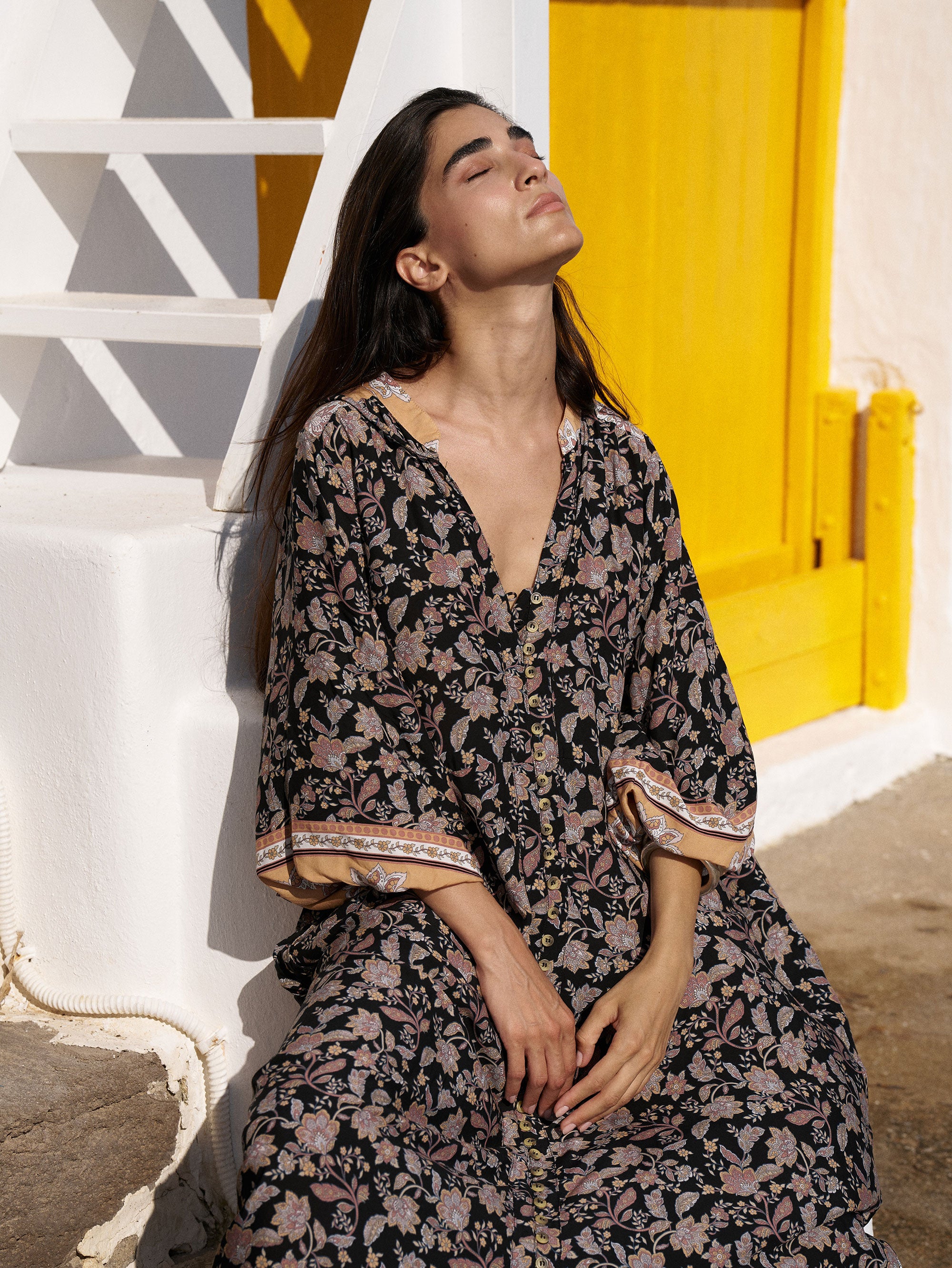 Traveller Dress | Mocha Bloom - Saffron Road