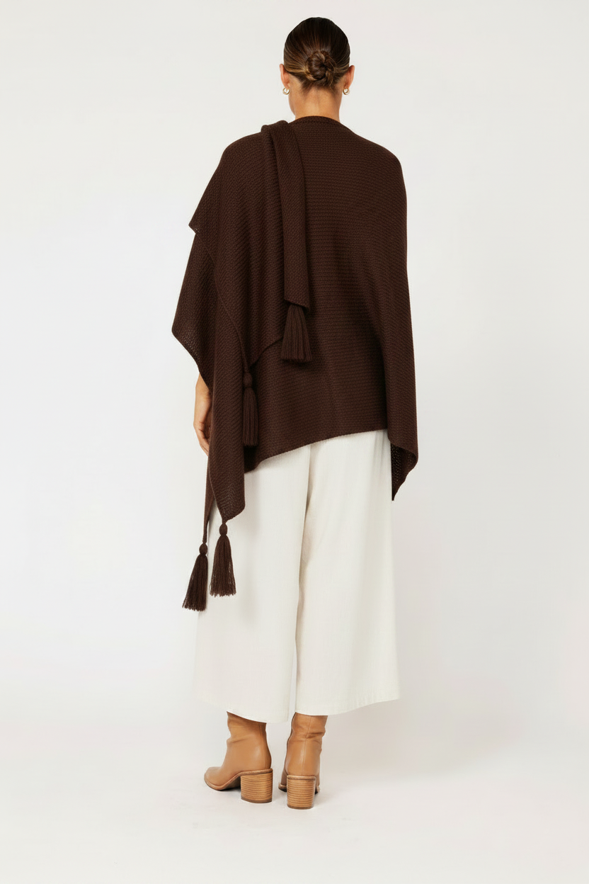Shawl Wrap | Mohair Knit | Bitter Chocolate - Saffron Road