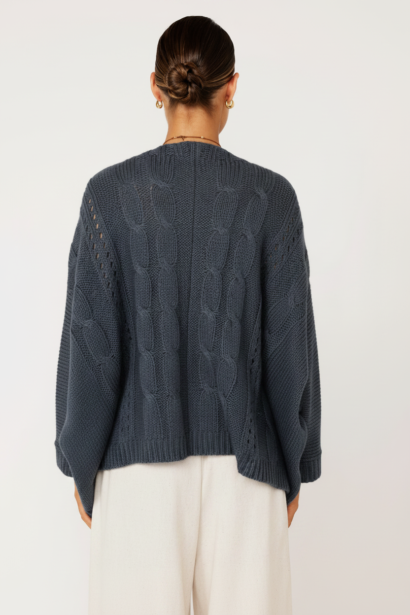 Cable Knit Shrug | Mohair Knit | Carbon - Saffron Road