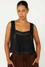 Lotus Tank with Lace | Black Crinkle - Saffron Road