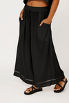 Palazzo Pant with Lace | CROPPED | Black Crinkle