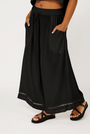 Palazzo Pant with Lace | CROPPED | Black Crinkle - Saffron Road