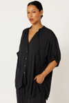 Madison Shirt with frill collar | Black Crinkle