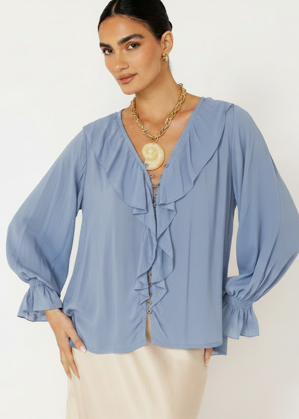 Stevie Blouse | Powder Blue - Saffron Road