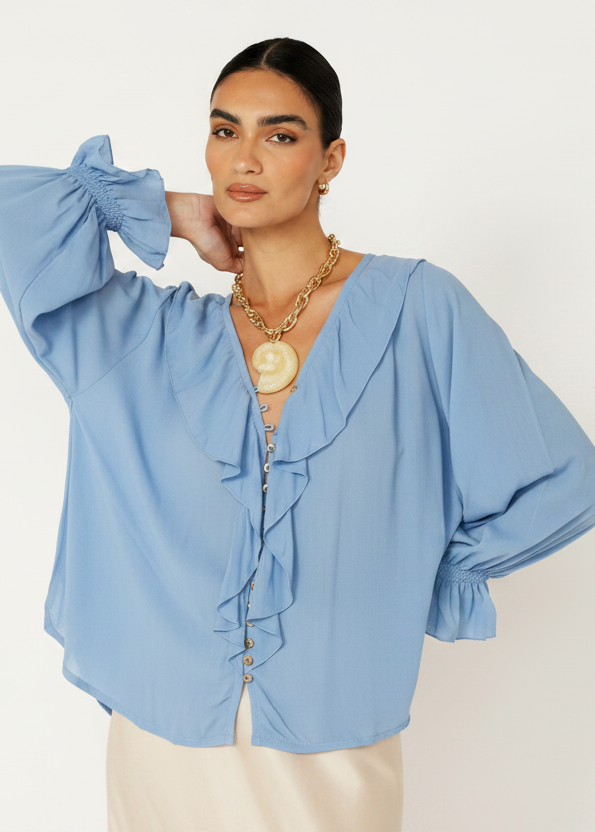 Stevie Blouse | Powder Blue - Saffron Road