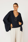 Cable Knit Shrug | Mohair Knit | Navy