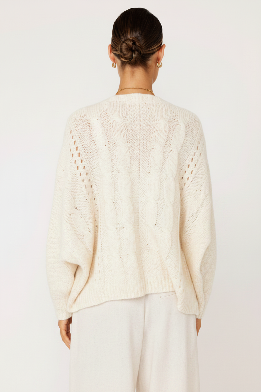Cable Knit Shrug | Mohair Knit | Cream - Saffron Road