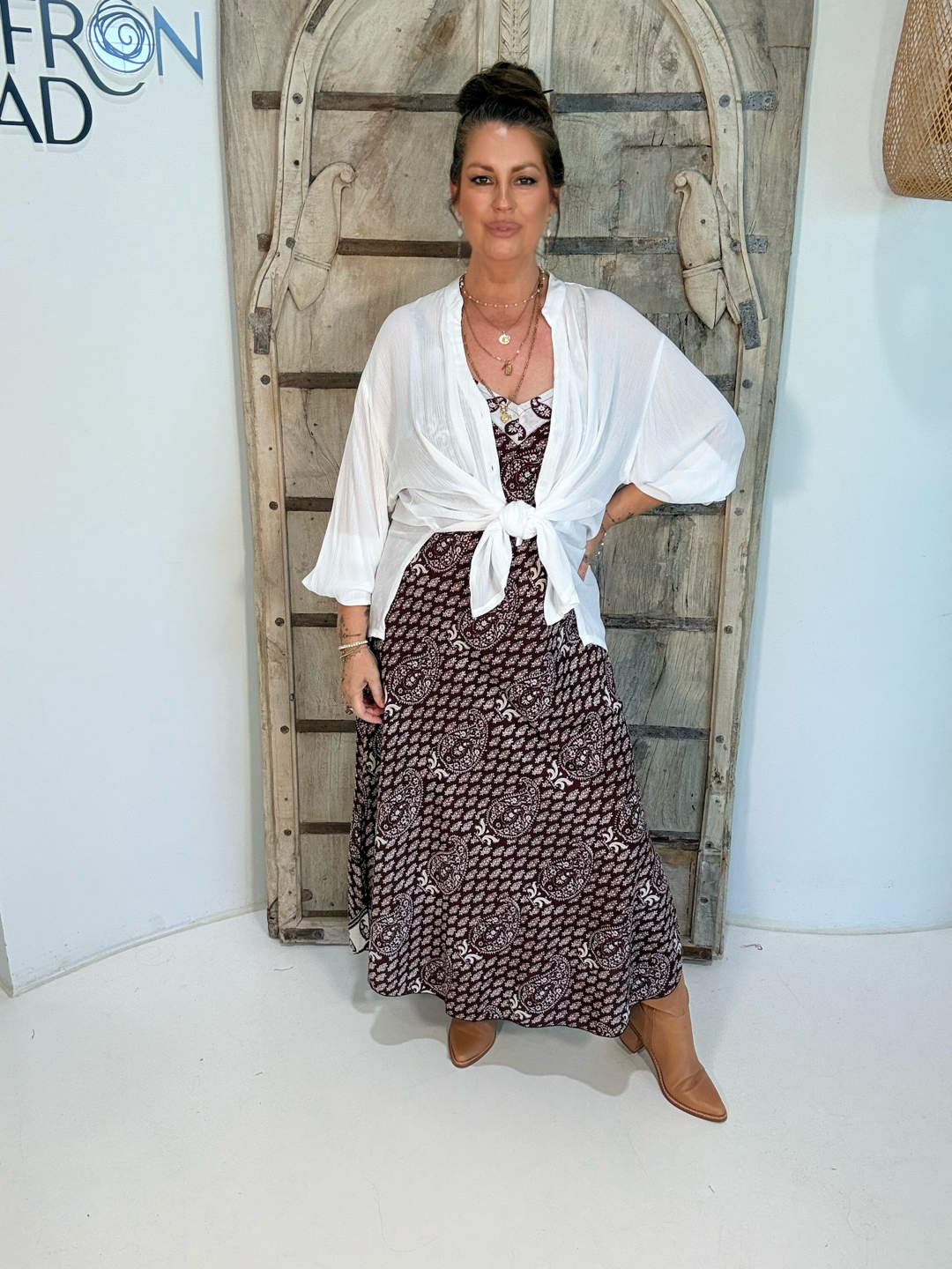Slip Dress | Bias Cut | Chocolate Block Print - Saffron Road