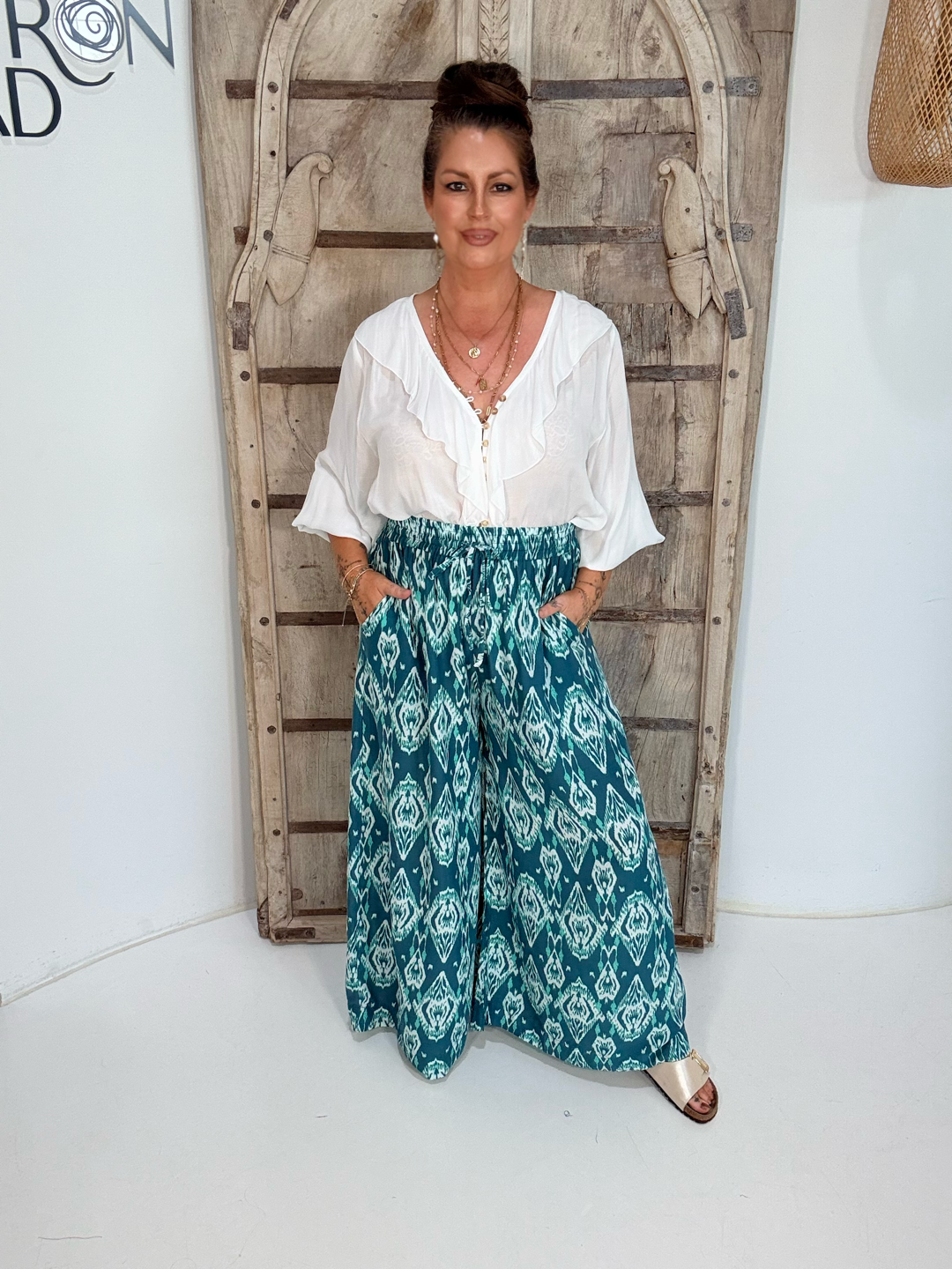 Palazzo Pant | Teal Ikat - Saffron Road