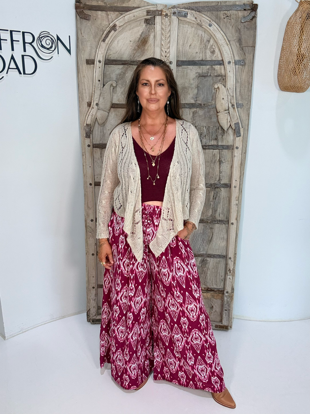 Palazzo Pant | Magenta Ikat - Saffron Road