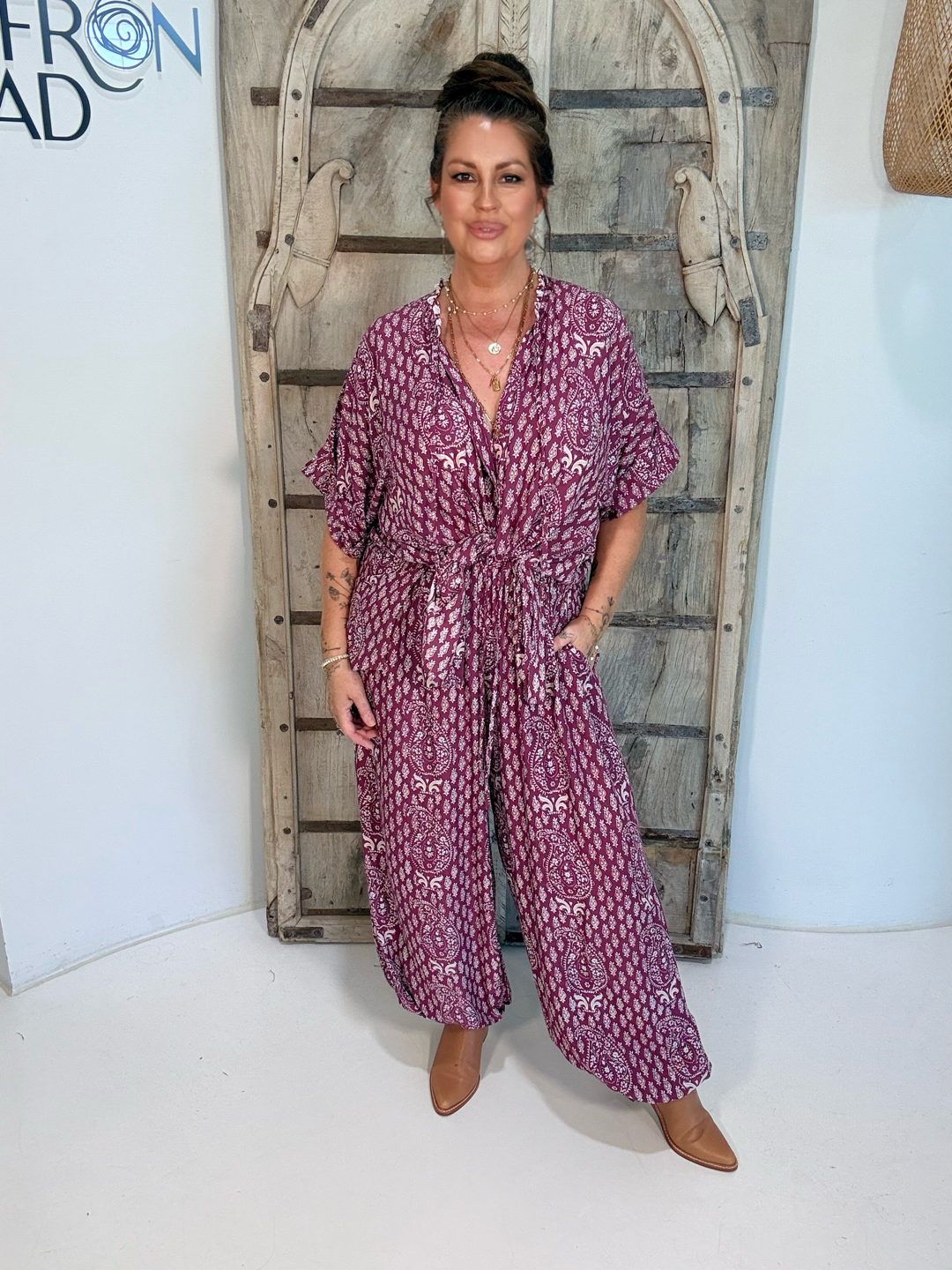 Balloon Pant | Plum Block Print - Saffron Road