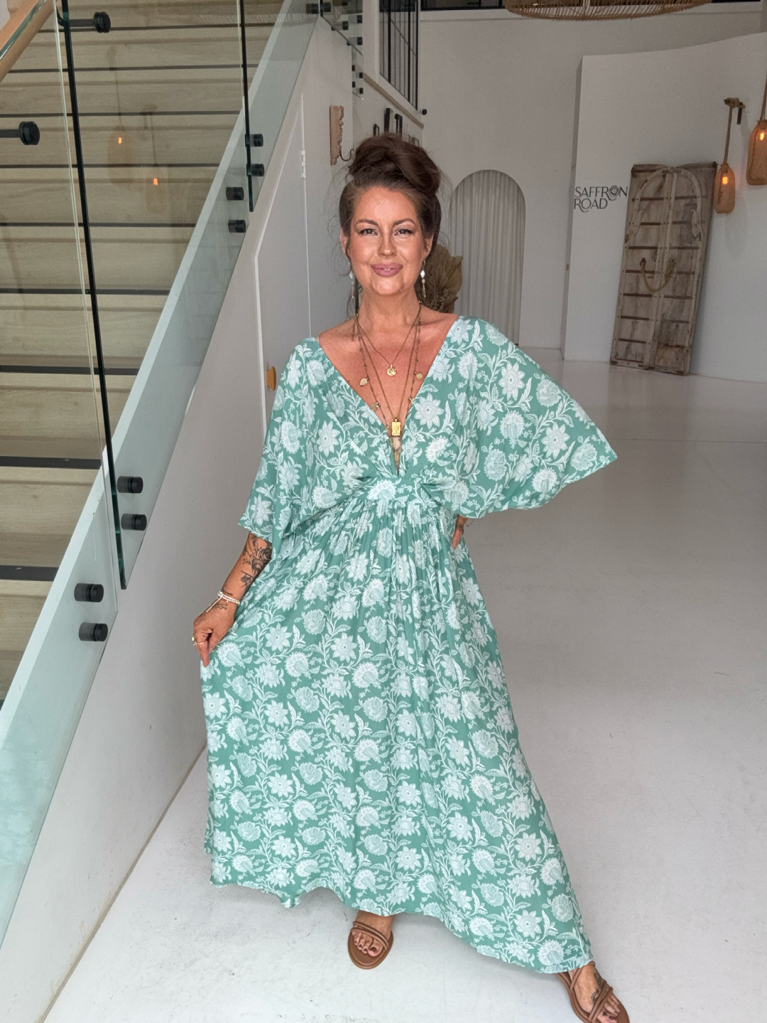 Meredith Dress | Sage Indian Flower