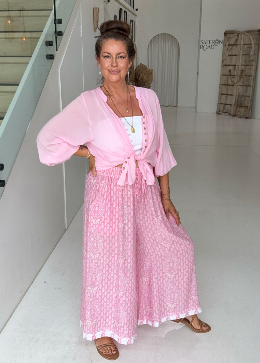 Palazzo Pant | CROPPED | Blossom Block Print