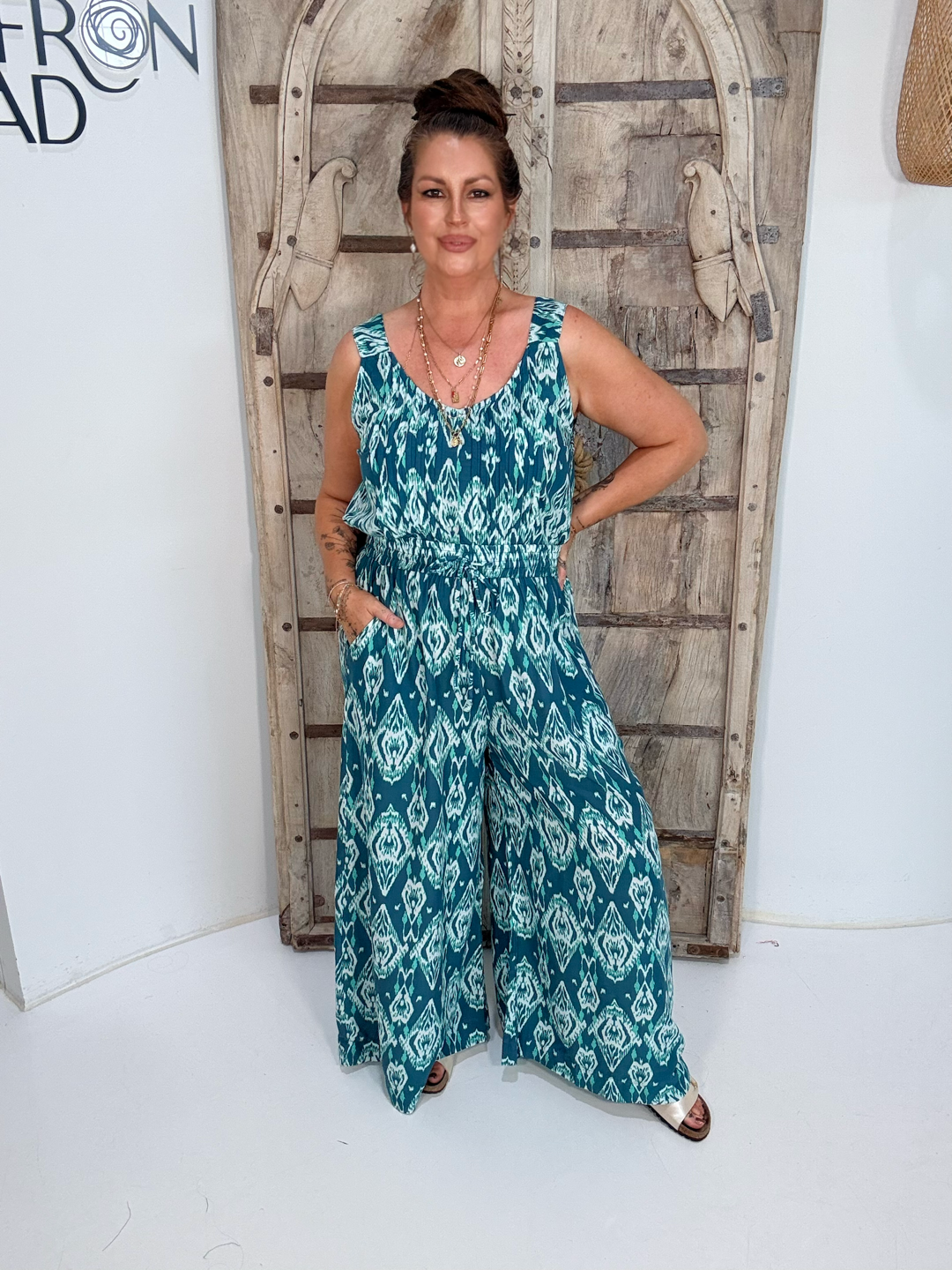 Mykonos Tank | Teal Ikat - Saffron Road