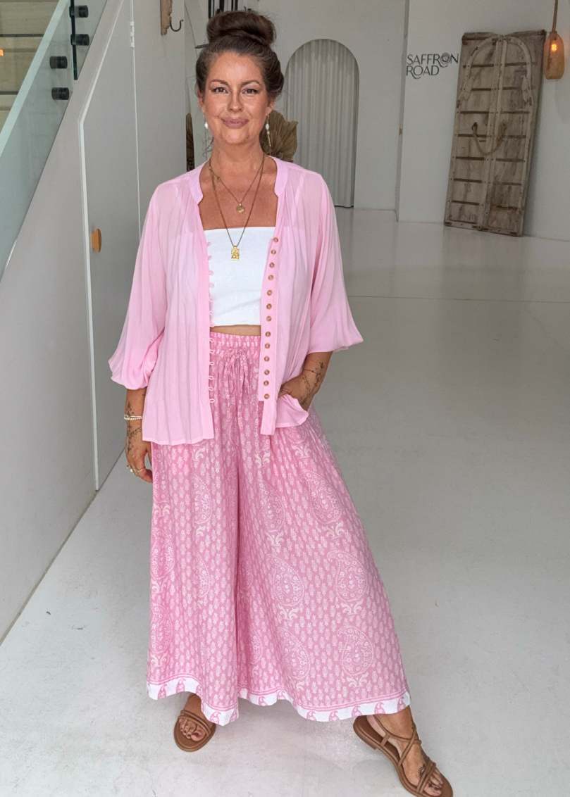 Palazzo Pant | CROPPED | Blossom Block Print