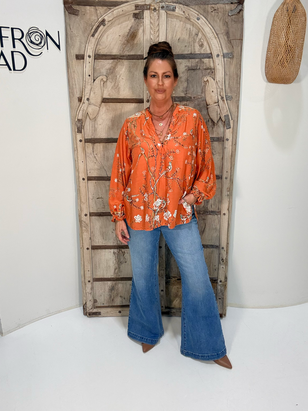 Natalya Blouse | Orange Lovebird - Saffron Road