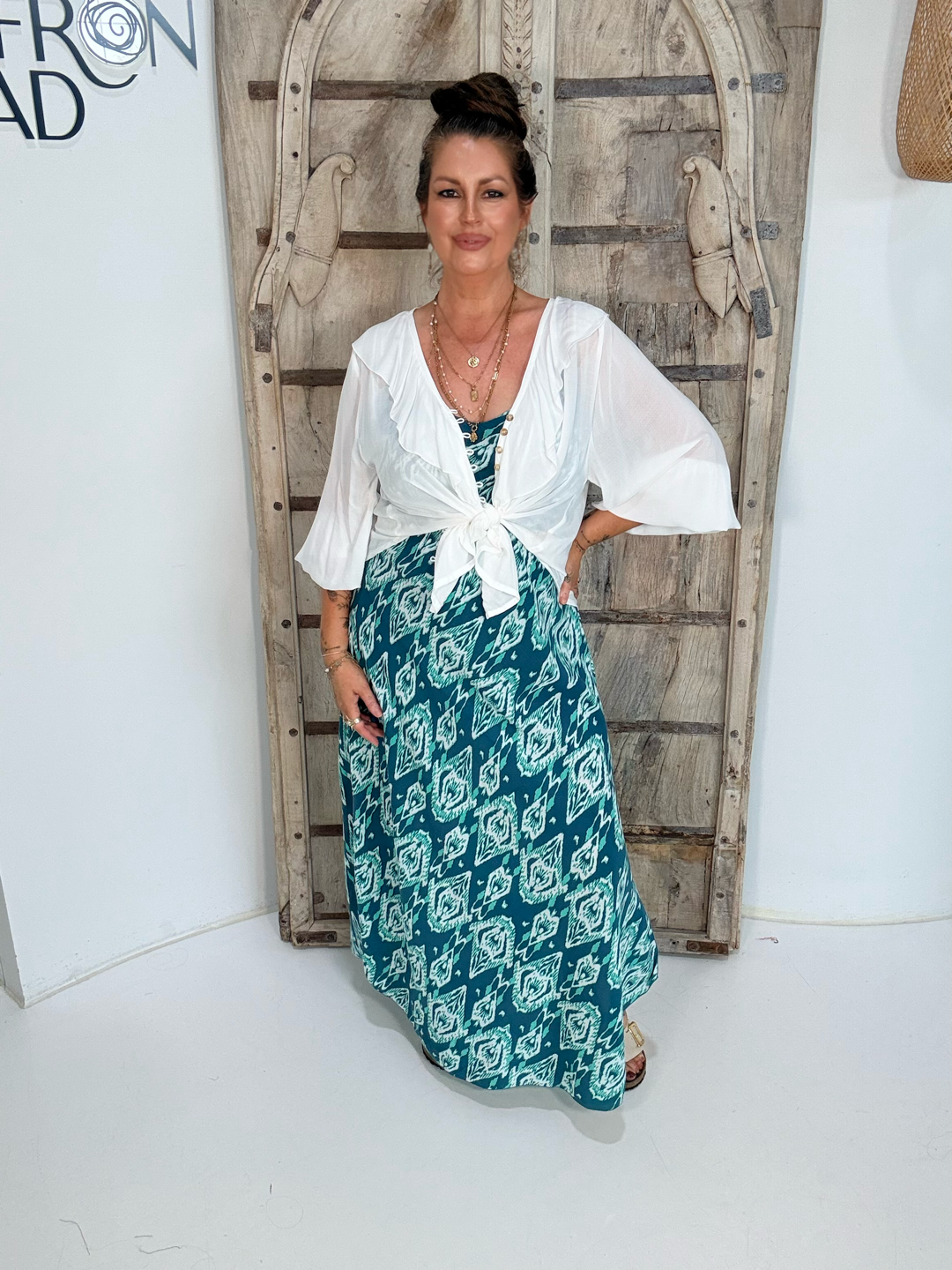 Slip Dress | Bias Cut | Teal Ikat - Saffron Road