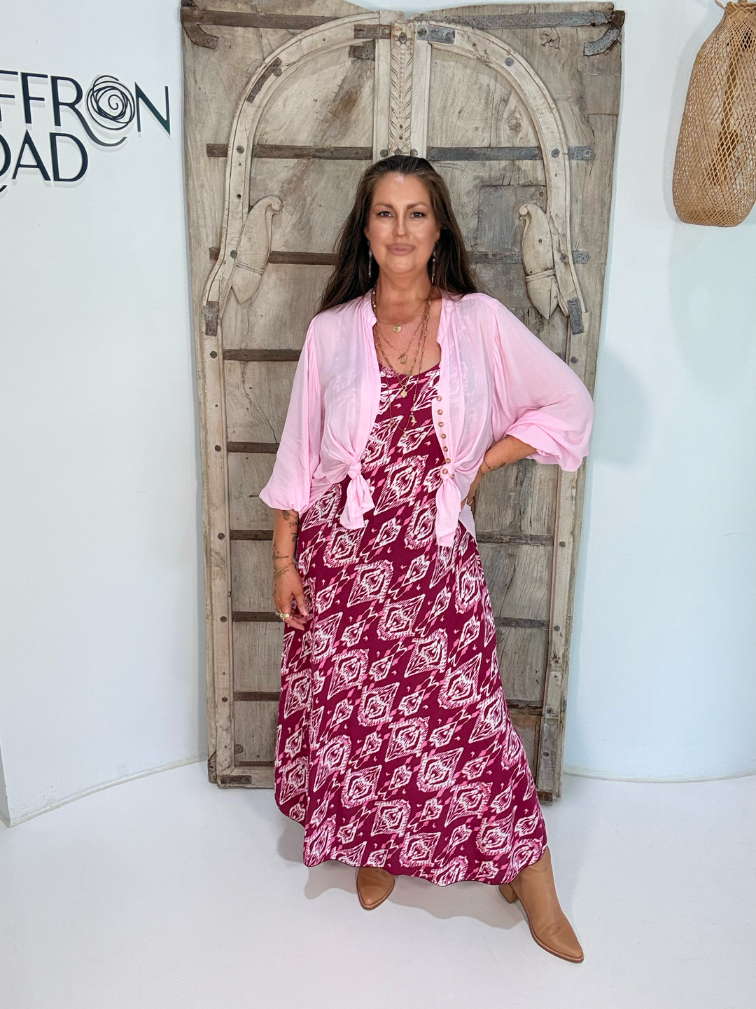 Slip Dress | Bias Cut | Magenta Ikat - Saffron Road