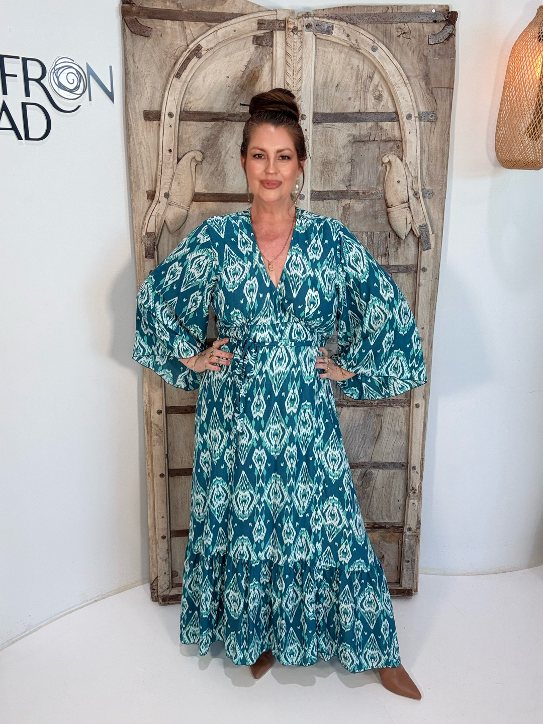 Wrap Dress | Teal Ikat | DELAYED DELIVERY - Saffron Road