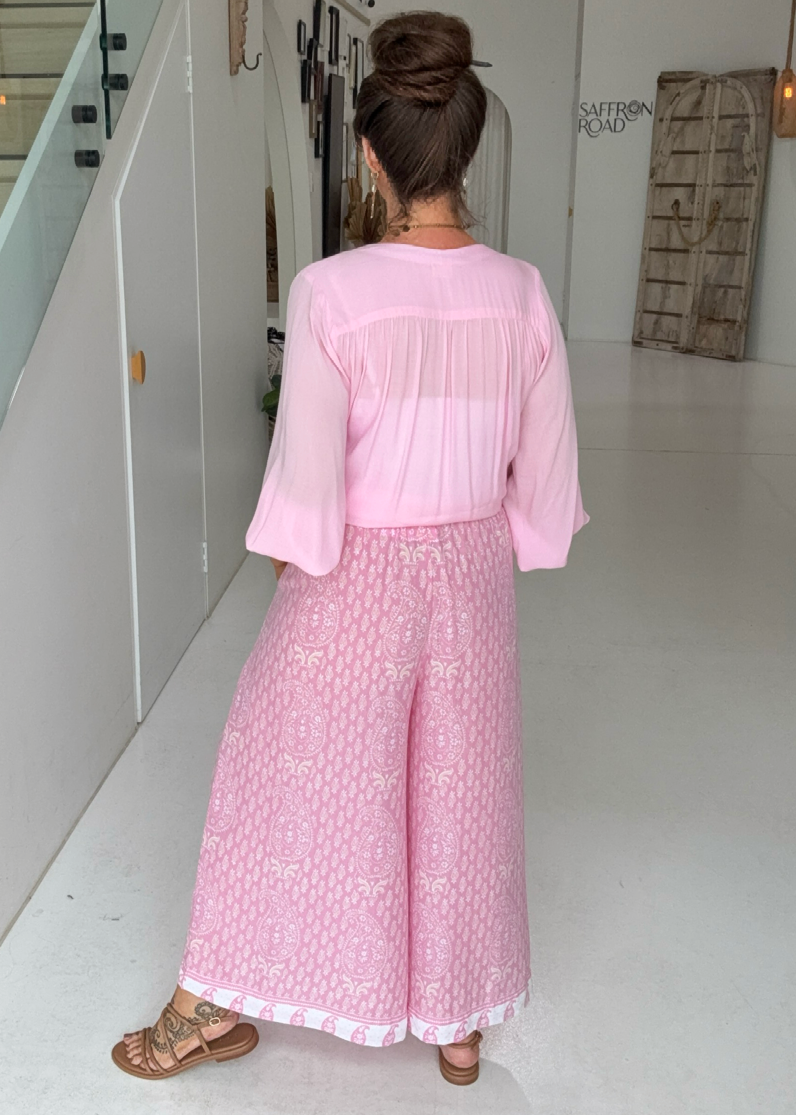 Palazzo Pant | CROPPED | Blossom Block Print
