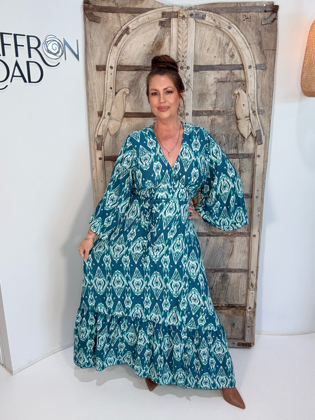 Wrap Dress | Teal Ikat | DELAYED DELIVERY - Saffron Road