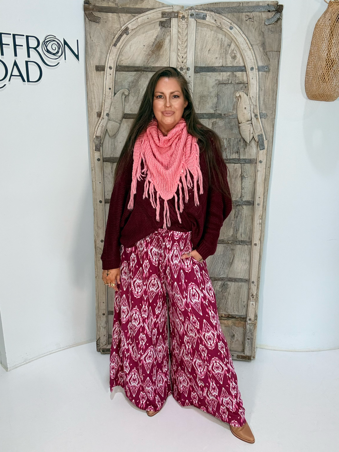 Palazzo Pant | Magenta Ikat - Saffron Road