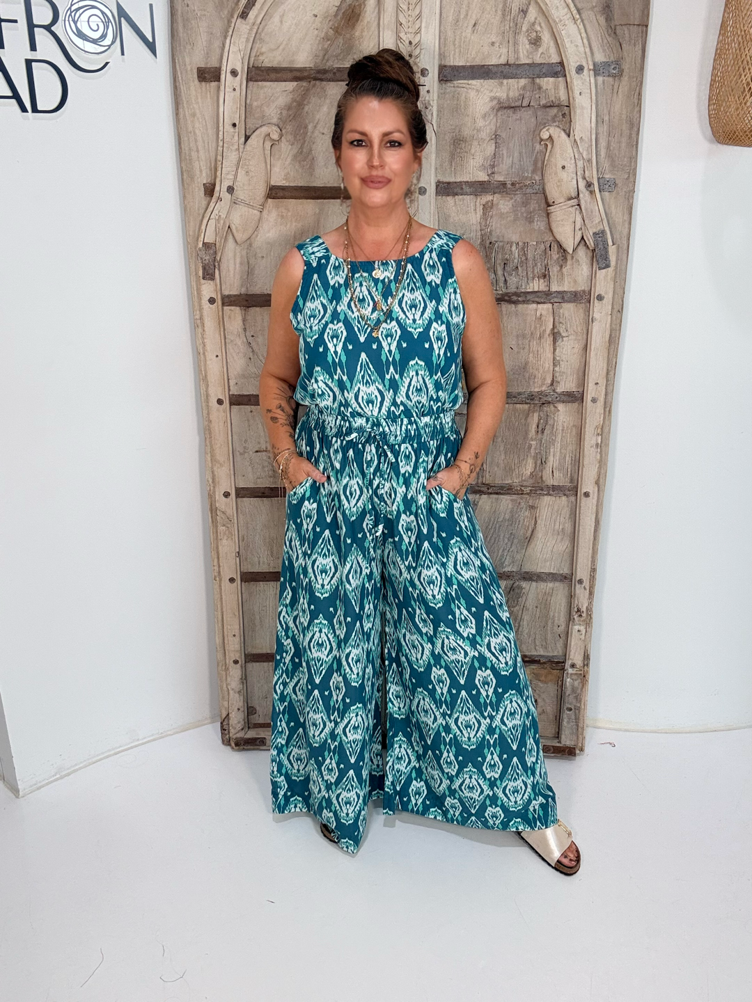 Mykonos Tank | Teal Ikat - Saffron Road