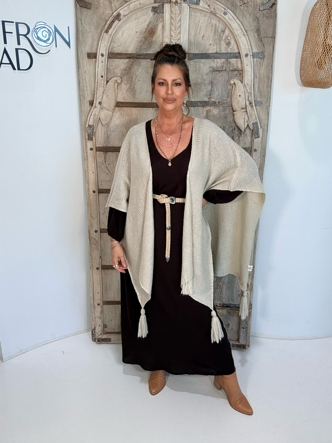 Viv Dress with Sleeves |  Maxi | Chocolate