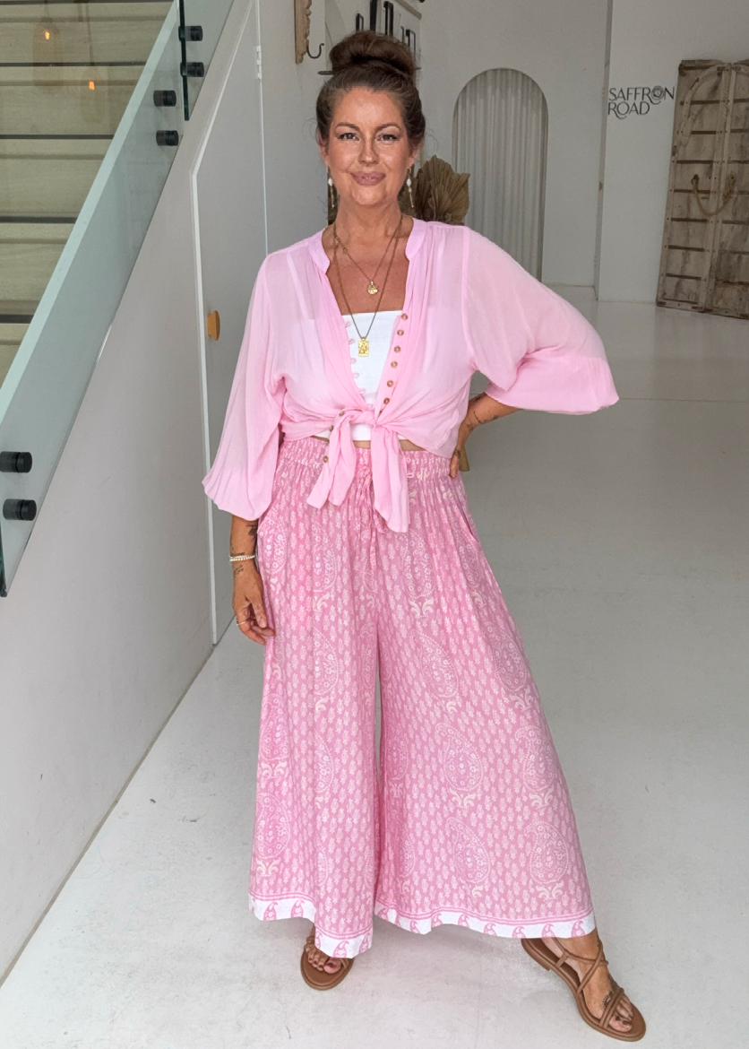 Palazzo Pant | CROPPED | Blossom Block Print