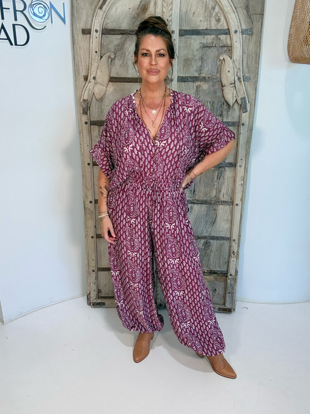 Balloon Pant | Plum Block Print - Saffron Road