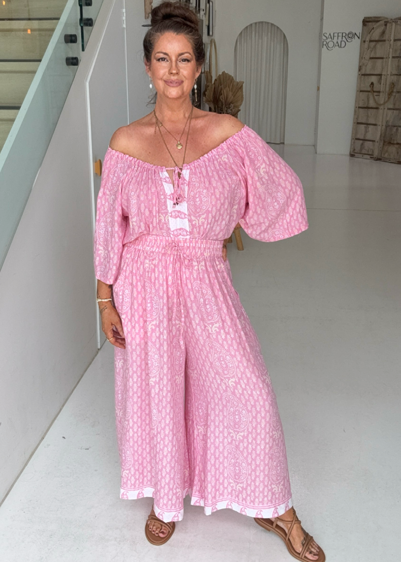 Palazzo Pant | CROPPED | Blossom Block Print